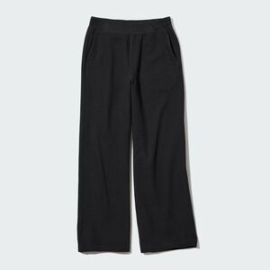 Uniqlo black knit waffle straight leg pants